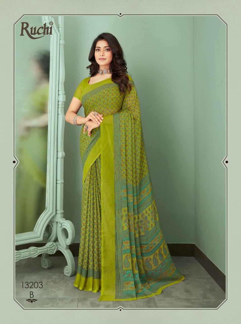 Ruchi Star Chiffon 68th Edition Casual Dily Wear Chiffon Printed Saree Collection